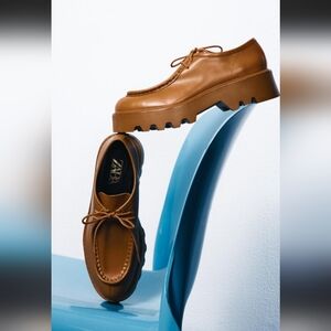 Zara Leather platform loafers